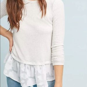Anthropologie ribbed top, ruffle bottom. Semi sheer